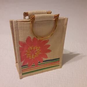 Vintage Tropical Small Tote Necessities Floral/Striped